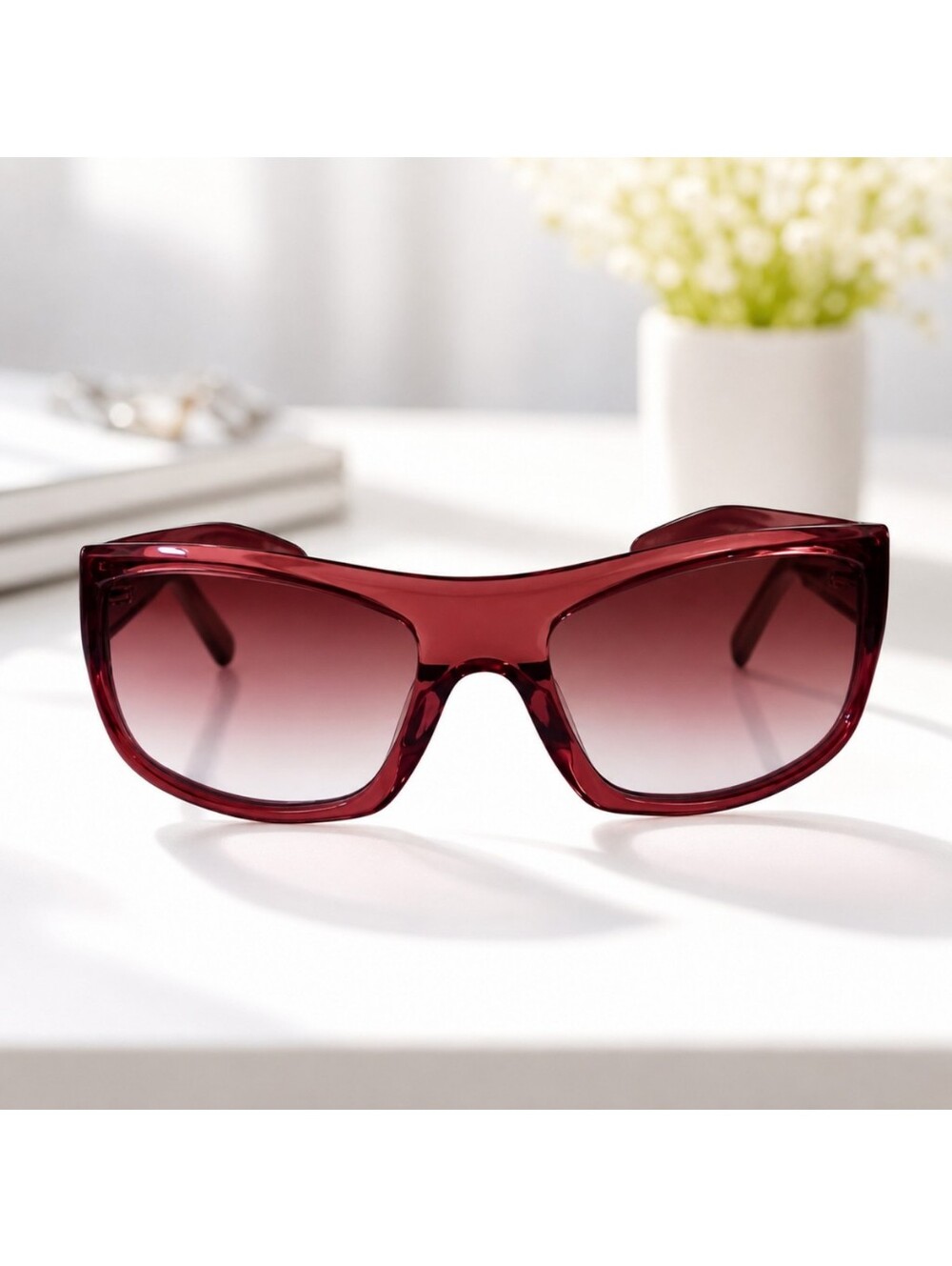 NEW Dezi x Benefit Tints Out Sunglasses Raspberry Berry Faded w/ Case & Cloth